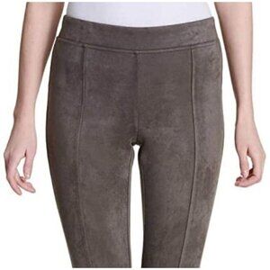 Womens Super Soft Stretch Faux Suede Pull On Sz Small Casual Dressy Pants Taupe